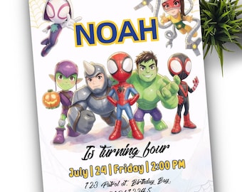 Spidey Friends Birthday Invitation: Editable Template (Digital Download)