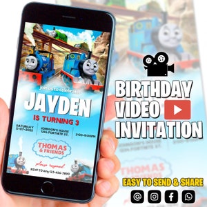 Invito di compleanno del treno Thomas / Invito video / Festa del treno Thomas / Modello digitale / Download istantaneo