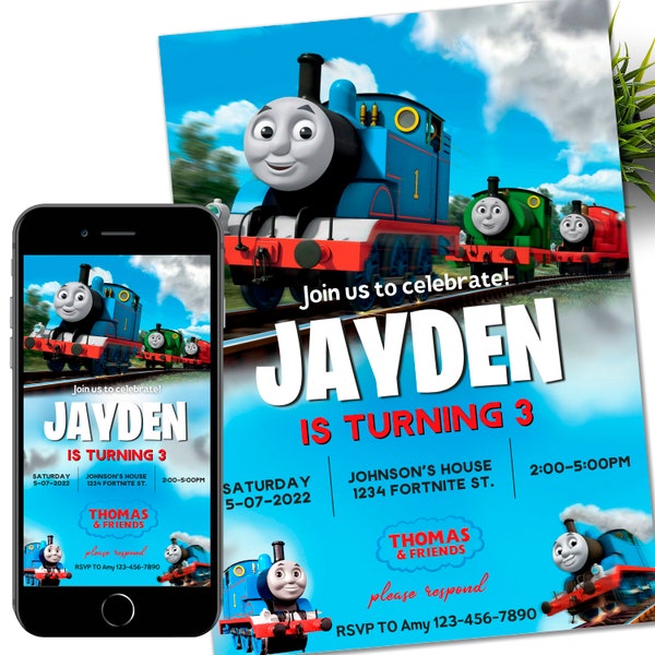 Thomas the Train Birthday Invitation | Thomas the Train invitation | Thomas train party | Digital Template | Instant Download