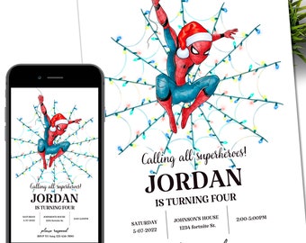 Spider man Invitation Birthday Party Invite Spidey Birthday Invite Web Editable Template Instant Download Xmas