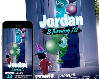 Monster inc birthday Invitation, 1st Birthday Invite, printable Monsters University template, Editable monster inc evite