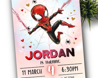 Spiderman Birthday Invitation, Web Editable Template (Digital Download)