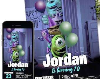 Monster birthday Invitation, 1st Birthday Invite, printable Monsters University template, Editable monster inc evite