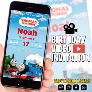 Invito di compleanno del treno Thomas / Invito video / Festa del treno Thomas / Modello digitale / Download istantaneo