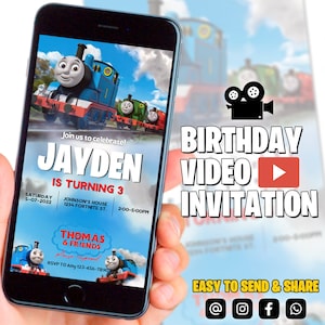 Invitación de cumpleaños de Thomas el tren / Invitación en vídeo / Fiesta del tren de Thomas / Plantilla digital / Descarga instantánea