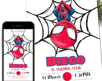Spider man Invitation Birthday Party Invite Spidey Birthday Invite Web Editable Template Instant Download Digital