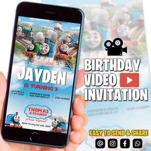 Invito di compleanno del treno Thomas / Invito video / Festa del treno Thomas / Modello digitale / Download istantaneo