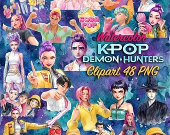 Clipart PNG K-Pop Demon Hunters, Huntrix Themed - Saja Boys PNG Template Printable Digital Download K-pop Saja Boys, Mira Rumi Zoey, Jinu