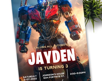 Optimus Prime Rescue Bots Transformers Birthday Invitation Template, Printable Rescue Bots Invitation, Digital Autobots Birthday Invite