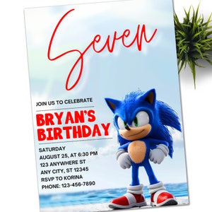 Pool Party Sonic Invitation, Super Hedgehog Kids Party E-invite, Hedgehog Thunder, Birthday Digital Invitation for Boy
