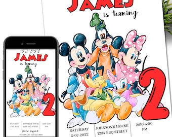 Clubhouse Birthday Invitation, Mickey Invitation, Clubhouse Invitation, Mickey Invite, Clubhouse, Editable Canva, Minnie Mouse