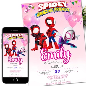 Spidey Invitation his Amazing Friends Birthday Party Invite Spidey Birthday Invite Web Editable Template Instant Download Digital