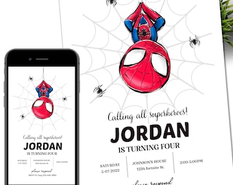 Spider man Invitation Birthday Party Invite Spidey Birthday Invite Web Editable Template Instant Download Digital
