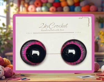 Ares Safety Eyes | Pink Black Glitter Resin Eyes | Amigurumi Eyes | Dragon Eyes | Handmade Safety Eyes | Custom Crochet Eyes