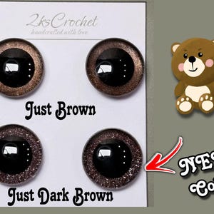 Just Brown | Hand  Painted Brown Safety Eyes: Amigurumi Plush Stuffy Eyes (16-40mm Center/Offset)