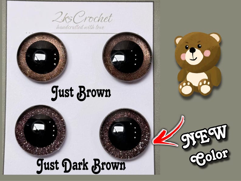 Just Brown | Hand Painted Brown Safety Eyes: Amigurumi Plush Stuffy Eyes (16-40mm Center/Offset) image 1