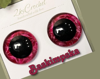 Baskimpska | Fushia Hand Painted Amigurumi Kawaii stuffie plushies 25-40mm Moon, Center and Oval Safety Eyes