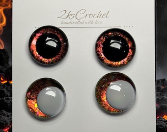 Ember Eclipse Safety Eyes – Hand Painted Color Changing | Resin Eyes for Amigurumi | Dragon Eyes | Fantasy Plush Eyes | UV Resin Wash-Safe