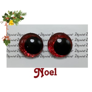 Noel | Hand Painted Safety Red Eyes Crochet Amigurumi, plushie, stuffies, 20-40mm offset/center & 40mm Dragon/cat/Reptile/Slit eyes