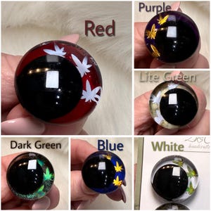 Sarah Jane | Glitter Leaf Safety Eyes: Amigurumi Plushie Kawaii Stuffie Eyes, Red or White (25-40mm) Offset (Moon) Center and Oval options