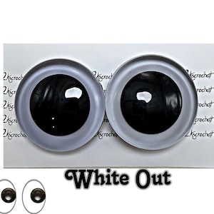 White Out | Hand Painted Safety Eyes Crochet Amigurumi, plushie, stuffies, 16-40mm offset/center & 40mm Dragon/cat/Reptile/Slit eyes