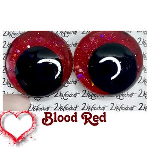 Blood Red | handpainted custom safety glitter eyes, amigurumi, eyes, stuffy eyes, plushies. 20mm-40mm offset/center eyes 40mm dragon eyes