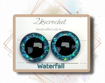 Waterfall: Safety Eyes | Sinker Eyes| Hand Painted |Amigurumi | Crochet | Animal eyes | Crochet Plushies | Kawaii Eyes
