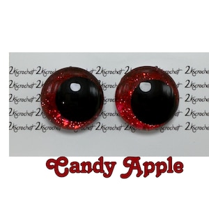 Candy Apple | hand painted red glitter safety eyes, amigurumi, stuffy eyes, plushies eyes 20mm-40mm center/offset, 40mm dragon/cat eyes