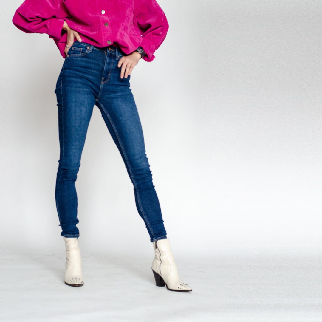 High Rise Dark Blue Skinny Jeans main image 0