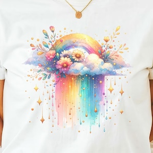 Rainbow Clipart, Rainbow Png, Rainy Day, Rainbow Merch, Rainbow Lover, Rain Png, Rain Lover, Trendy Weather Clipart, Colorful Rain Clipart