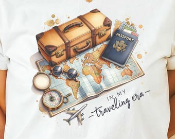 In My Traveling Era Png, Travel Merch, Road Trip Png, Explore Travel Clipart, Retro Adventure Shirt Design, Wanderlust Travel PNG, Vacation