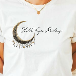 Hello Feyre Darling Png, Bookish Shirt Design, Trendy Book Lover, Fantasy Reader, Book Clipart, Gift For Book Lover, Book Quote Png, Moon