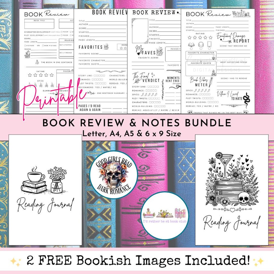 Book Review Template Printable, Book Tracker PDF, Reading Journal ...
