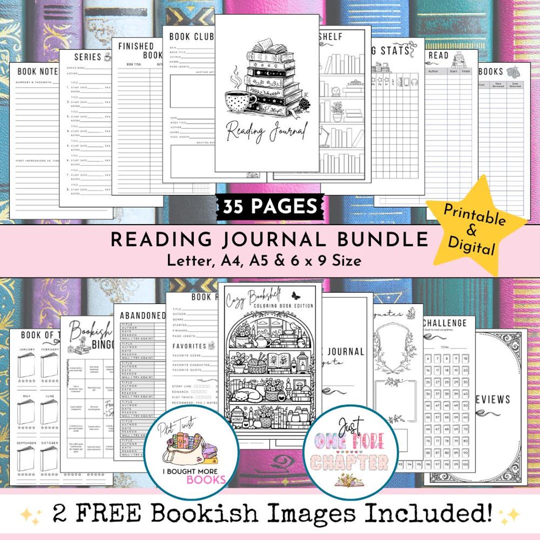 Cozy Reading Journal, Printable Book Tracker, Digital Reading Journal ...