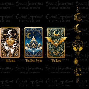 Cartas del Tarot de la Corte de Espinas y Rosas Png, Anverso y reverso, ACOTAR Merch, La Corte Nocturna, Té Suriel, SJM Merch, Bookish, Amante de los libros de moda