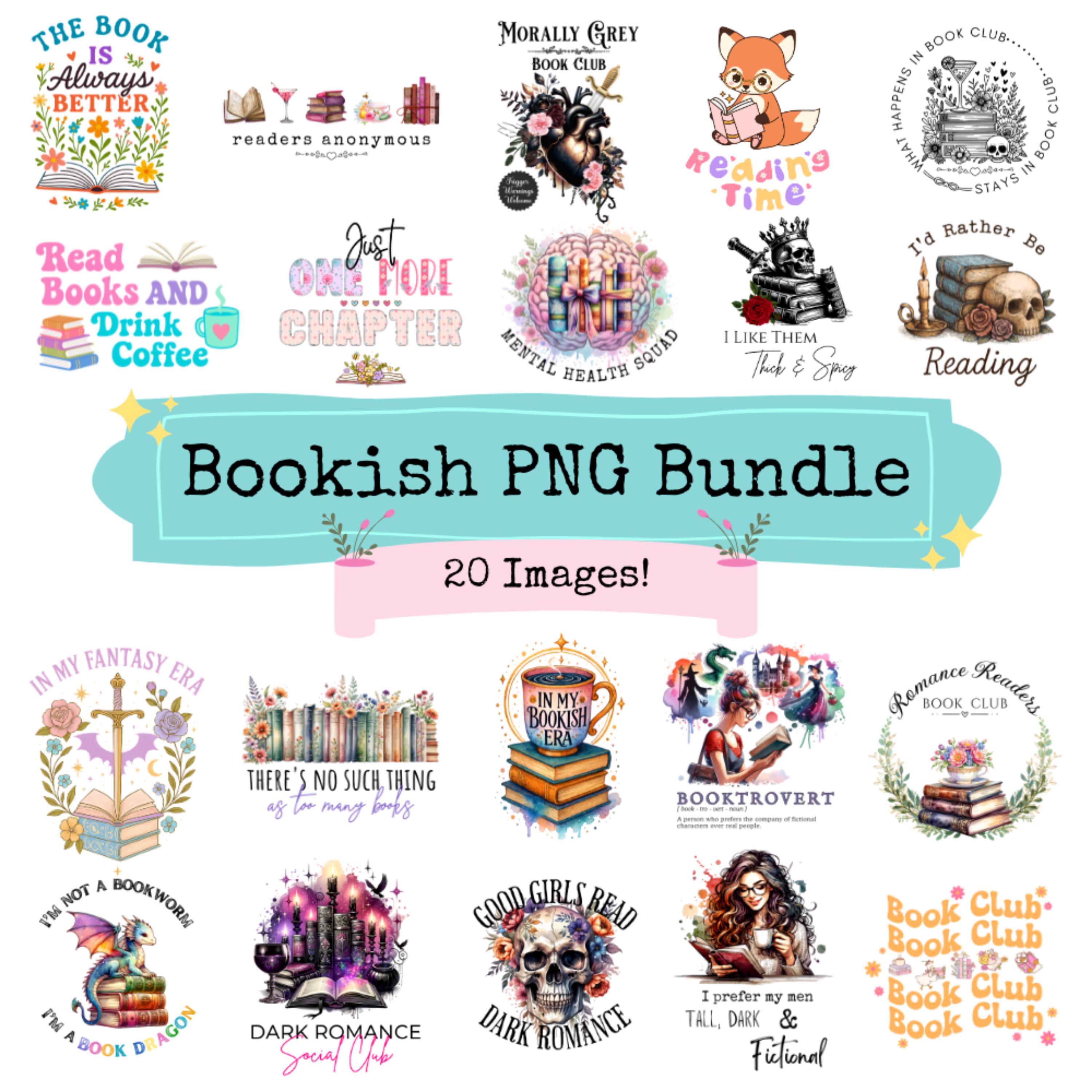 Bookish PNG Bundle Book Lover PNG Bookish Quotes Book Reading Clipart ...