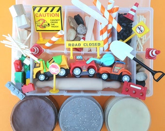 Construction playdough kit, playdough sensory kit, fine motor kit, playdough kit, playdough box, kids gifts, kids busy box, imaginary play