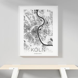 Poster Köln Schwarzkarte, Deine Stadt Karte Plan