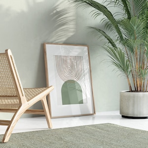 Poster Boho minimalistischen Regenbogen Trendfarben salbei grün und braun