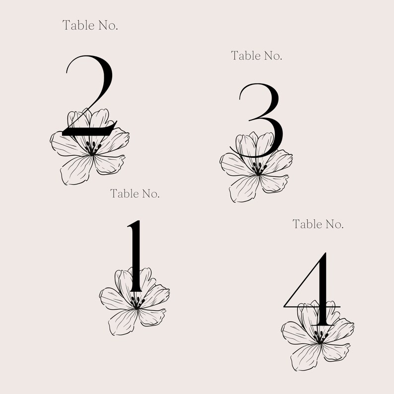 Printable Table Numbers, Wedding Table Numbers, Luxury, Minimalist ...