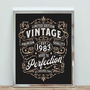 1983 Birthday Tshirt Png 1983 Birthday Shirt Vintage 1983 Png 1983 Aged to perfection Shirt Aged to Perfection Png 1983 Birthday Gift