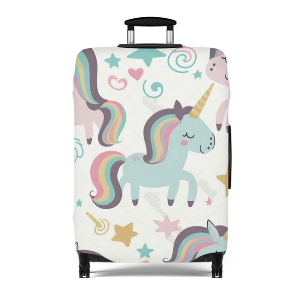 Kindergepäck, Kindergepäckhülle Einhorn, Kindergepäck auf Rollen, Kindergepäck personalisiert, Kinderkoffer Abdeckung, Kindergepäck personalisiert