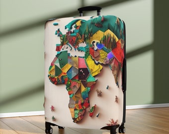 Travel in Style with this World Map Suitcase Cover