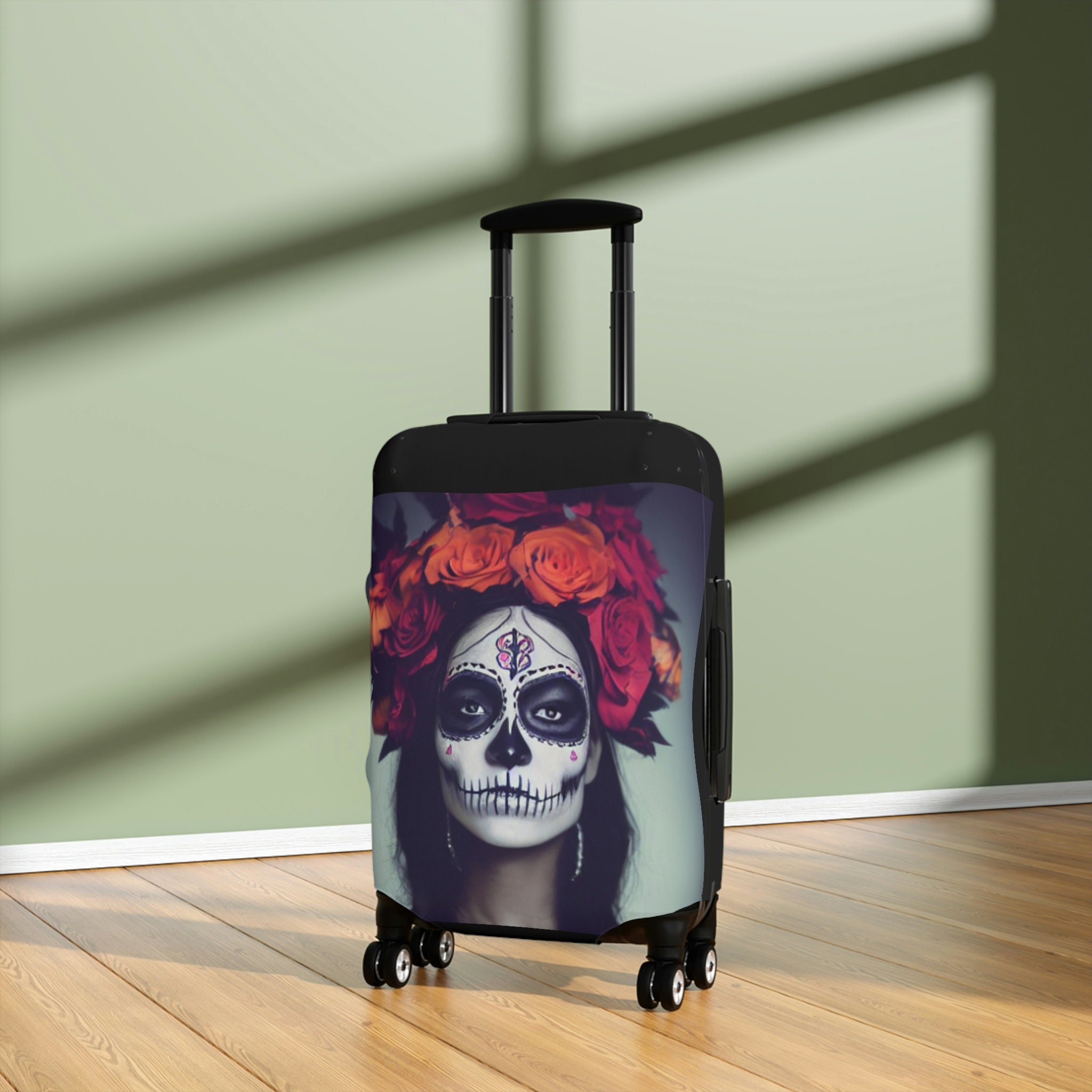 Katrina Suitcase, Suitcase With Wheels, Travel Suitcase, Day Of The Dead Gifts, Suitcase For Men, Suitcase For Women Sugar Skull Suitcase