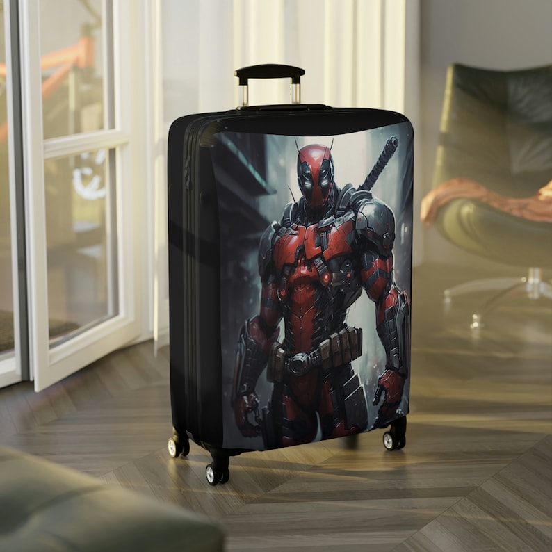 Deadpool suitcase cover Easy to use luggage cover luggage cover superhero luggage cover for luggage image 1