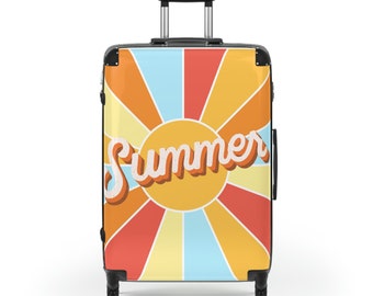 Retro Summer Suitcase Cover - Stylish and Durable Travel Accessory Custom luggage tag Summer vacation Family Vacation