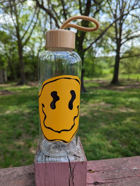 Wavy Happy Face Aluminum Water Bottle