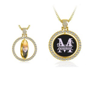 Rhinestone Rotatable Pendant, Personalized Pendant, Pendant with Chain set
