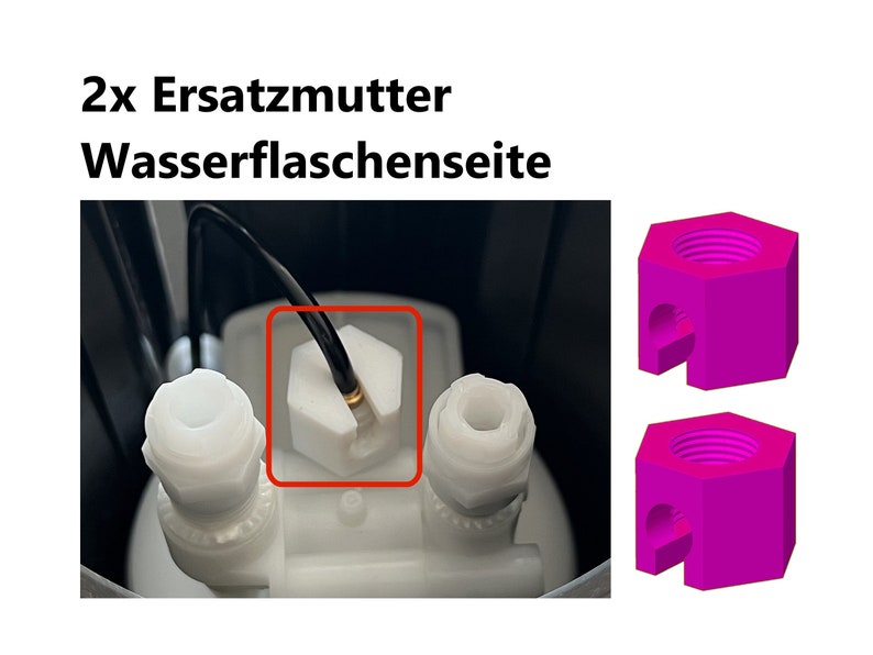 Ersatzmutter für Sodastream Crystal 1.0 2.0 Cool Easy Jet Spirit Reparatur Ersatzteil CO2 Gasflasche Drückerseite Hochdruckanschluss 2X Mutter vorne