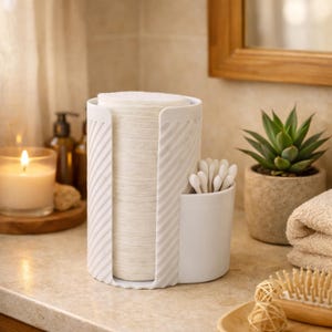Bad-Organizer für Wattepads & Wattestäbchen | Minimalistischer Aufbewahrungsbehälter fürs Badezimmer | Weiß